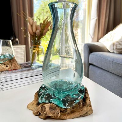 24cm Molten Glass Vase On Driftwood Stand | Darthome Accessories Accessories Accessories