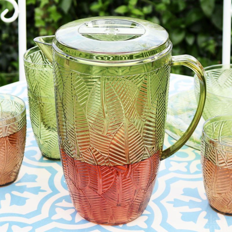 5 Piece Green Leaf Picnic Jug And Tumbler Set | Darthome Garden Accessories Garden Darthome