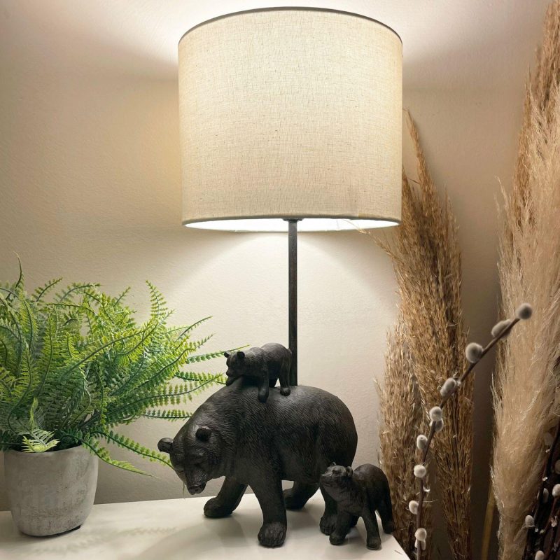 Black Bear Family Lamp | Darthome Lighting Bedside Lamps Black