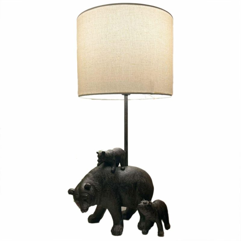 Black Bear Family Lamp | Darthome Lighting Bedside Lamps Black