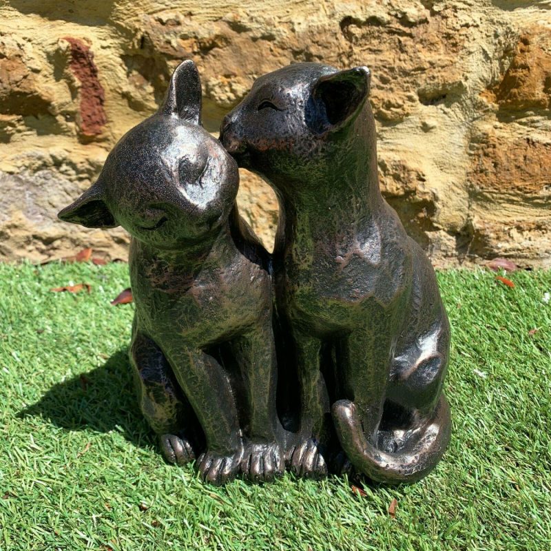 Black Preening Cats Garden Ornament | Darthome Garden Decor Garden Darthome