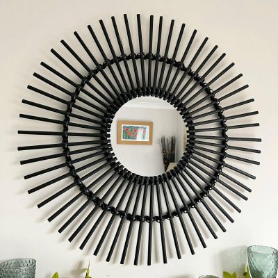 Black Rattan Mirror 80cm | Darthome Mirrors Decor Black