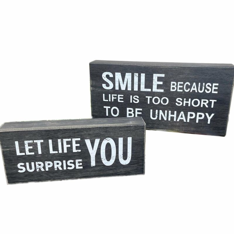 Black Sentiment Message Blocks – Set Of 2 | Darthome Ornaments Decor Black