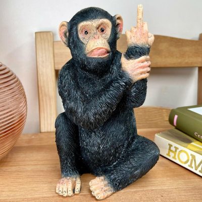 Black Up Yours Monkey Ornament 11x19x11cm | Darthome Ornaments Animals Black