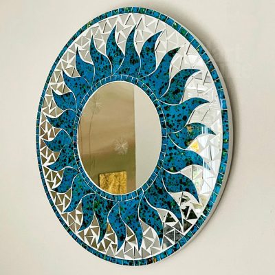 Blue Sun Mosaic Wall Mirror 40cm | Darthome Mirrors Decor Blue