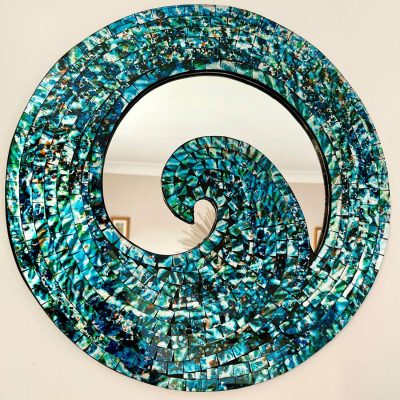 Blue Wave Style Mosaic Mirror 40cm | Darthome Mirrors Decor Blue