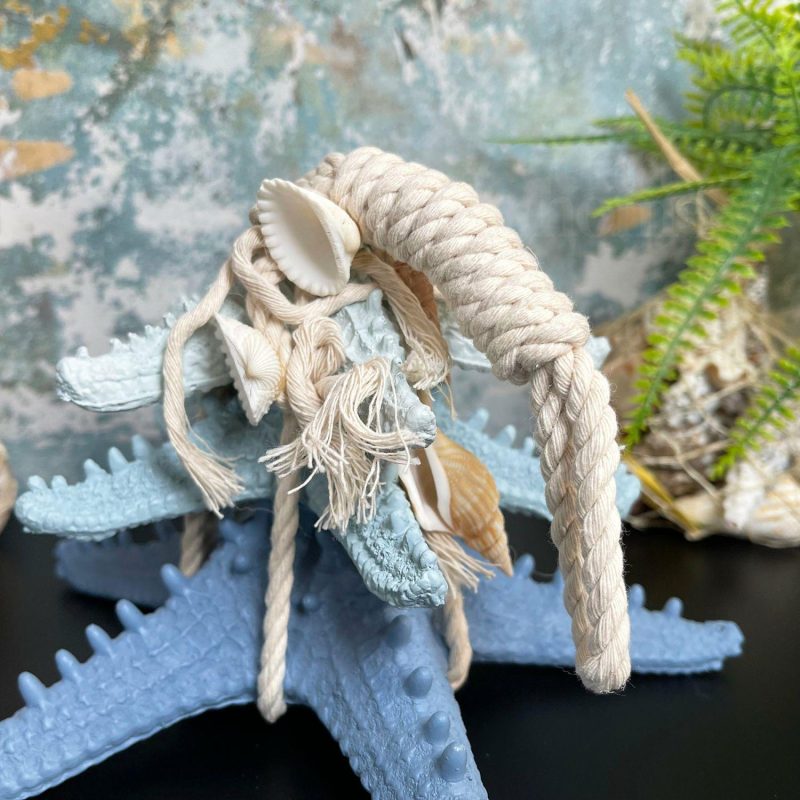 Blue & White Starfish In Rope Ornament | Darthome Ornaments Decor Blue