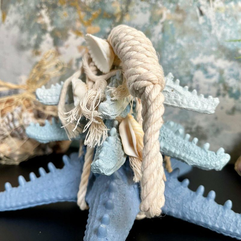 Blue & White Starfish In Rope Ornament | Darthome Ornaments Decor Blue