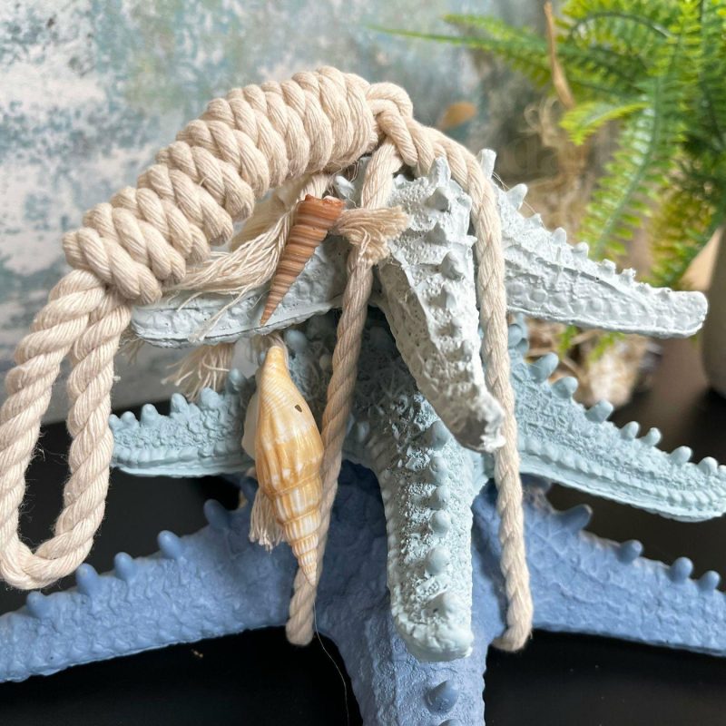 Blue & White Starfish In Rope Ornament | Darthome Ornaments Decor Blue