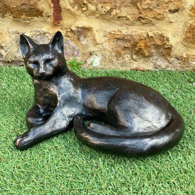 Bronze Resin Cat Garden Ornament Large | Darthome Garden Decor Garden Darthome