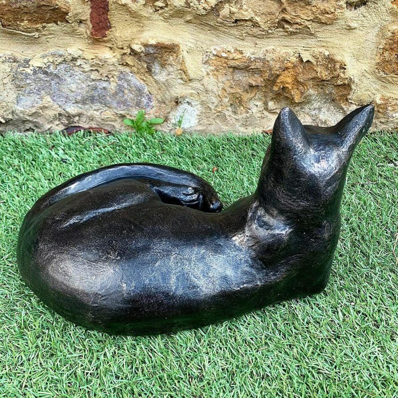 Bronze Resin Cat Garden Ornament Large | Darthome Garden Decor Garden Darthome