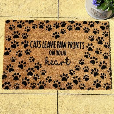 Cats Leave Paw Prints On Your Hearts Coir Doormat | Darthome Garden Accessories Doormats & Rugs Black