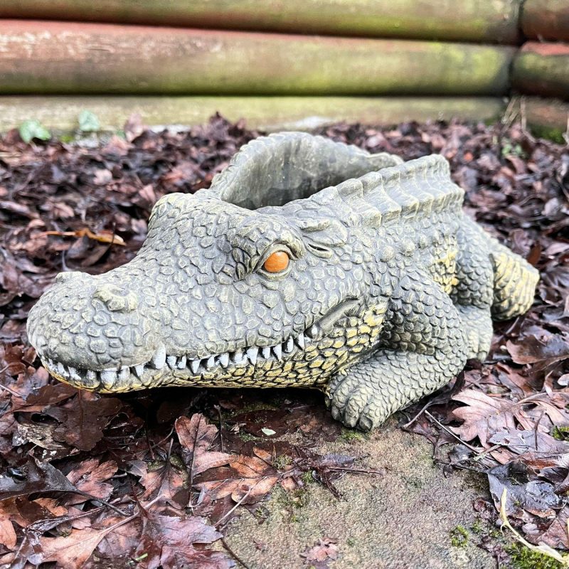 Cement Crocodile Planter | Darthome Garden Decor Garden Darthome