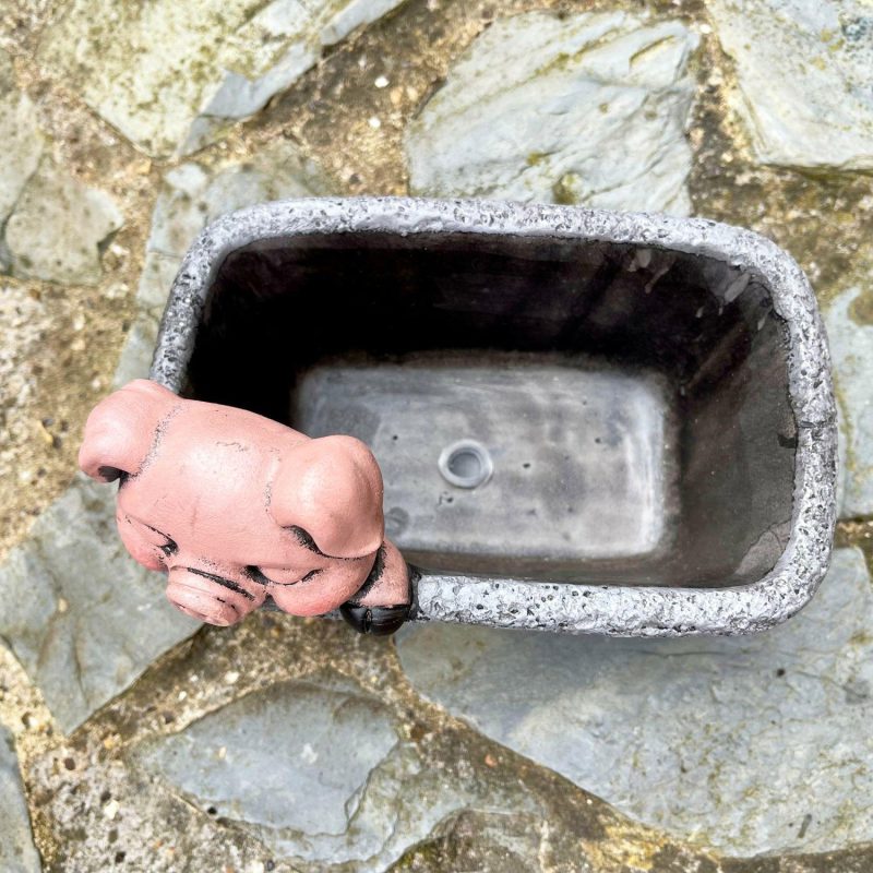 Cement Pig In Trough Planter | Darthome Garden Decor Garden Darthome