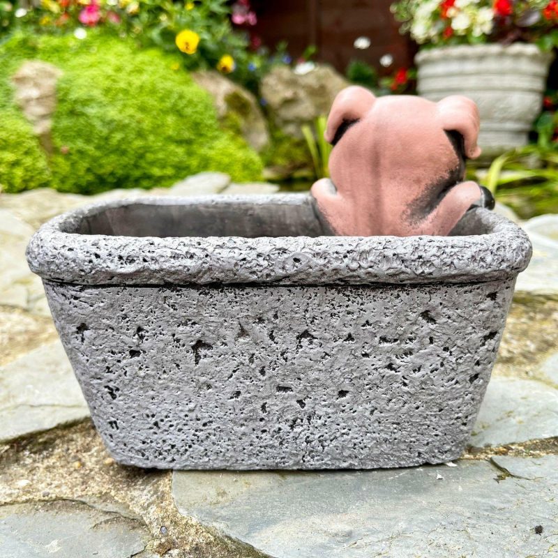 Cement Pig In Trough Planter | Darthome Garden Decor Garden Darthome