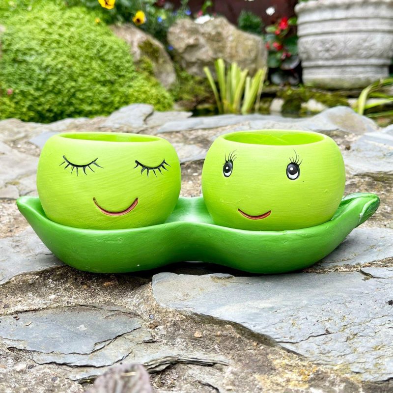 Cement Two Peas In A Pod Succulent Planter | Darthome Garden Decor Garden Darthome