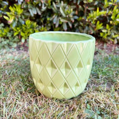 Ceramic Green Geometric Planter 13cm | Darthome Garden Decor Garden Darthome