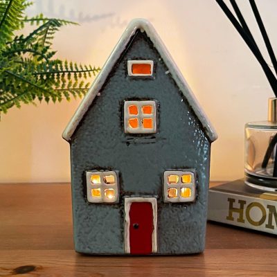 Ceramic Grey Cottage House Tealight Holder | Darthome Accessories Accessories Accessories