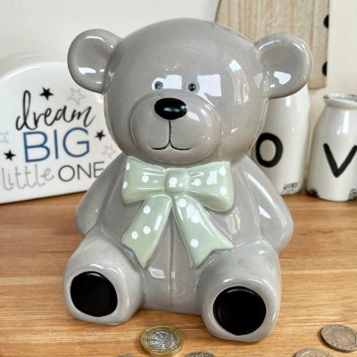 Ceramic Teddy Bear Moneybox – Dark Grey | Darthome Accessories Accessories Accessories