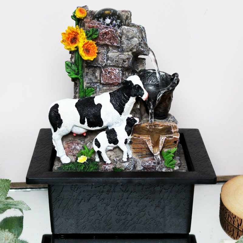 Dairy Cows Indoor Water Fountain | Darthome Ornaments Decor Black