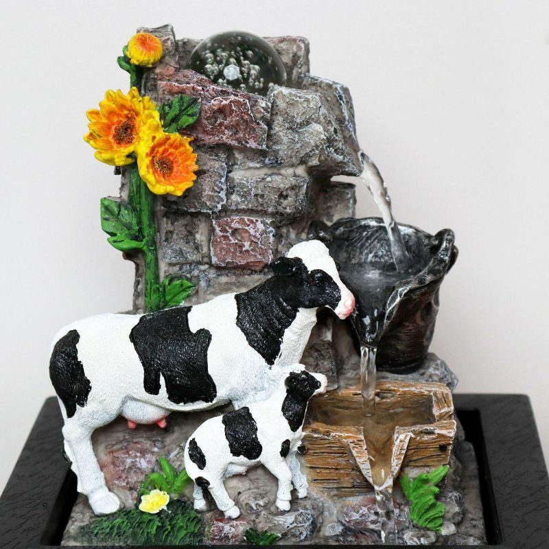 Dairy Cows Indoor Water Fountain | Darthome Ornaments Decor Black