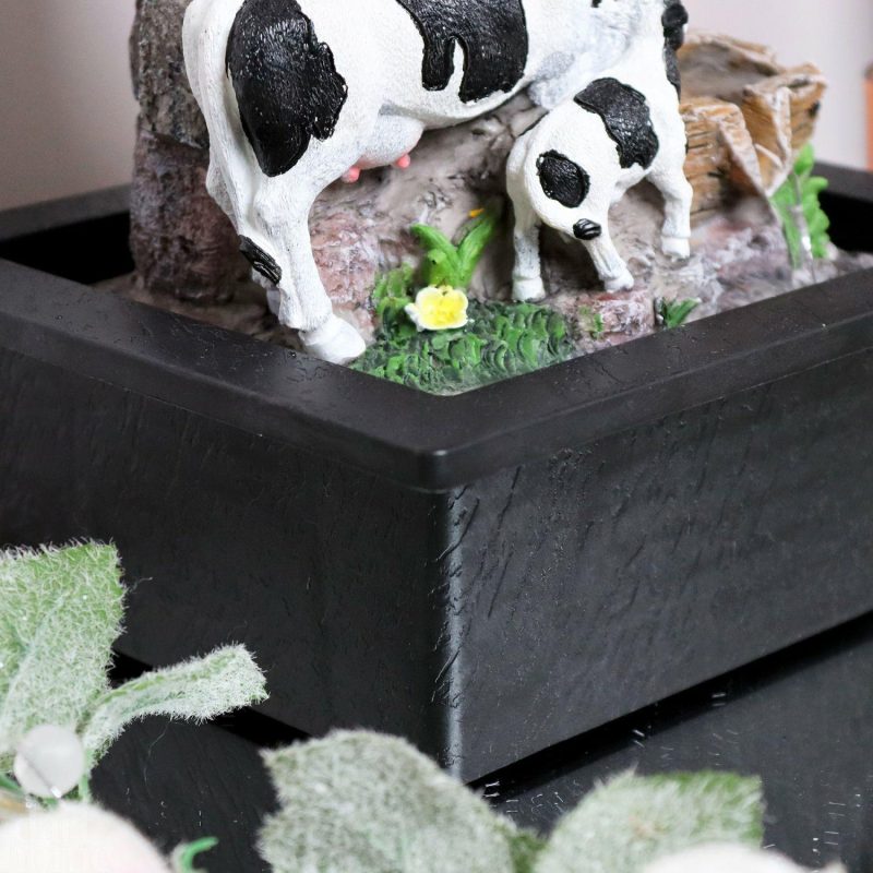 Dairy Cows Indoor Water Fountain | Darthome Ornaments Decor Black