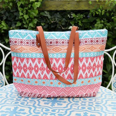 Diamond Aztec Canvas Beach Bag | Darthome Garden Accessories Garden Blue