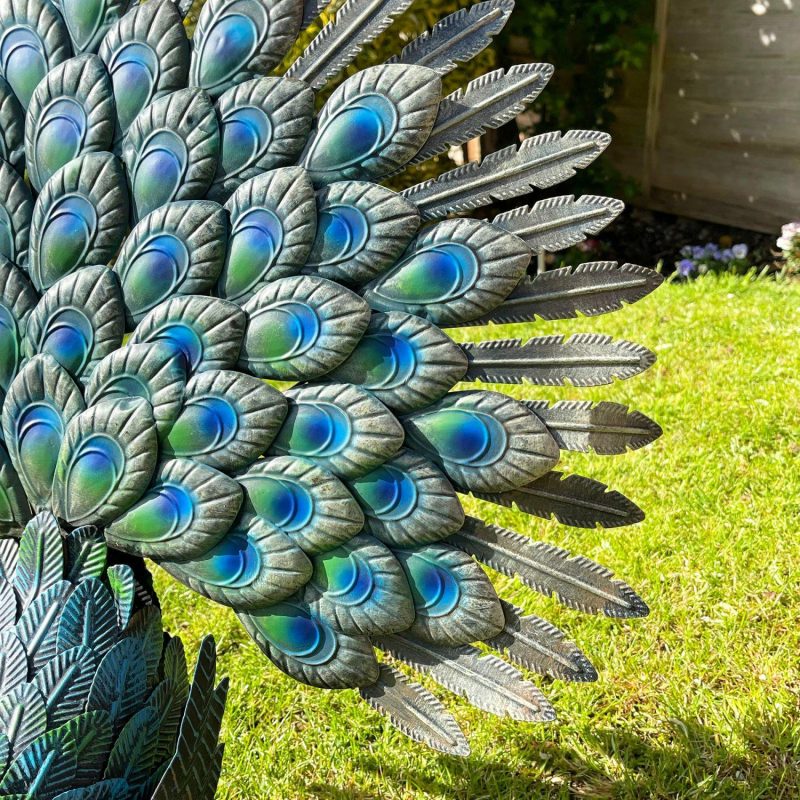 Fan Tailed Peacock Garden Ornament | Darthome Garden Decor Garden Blue & Green