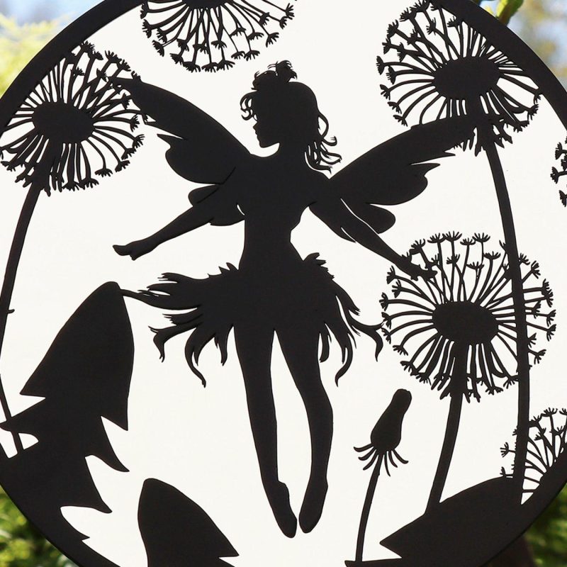 Flower Fairy Hanging Mirror Silhouette | Darthome Garden Decor Garden Black