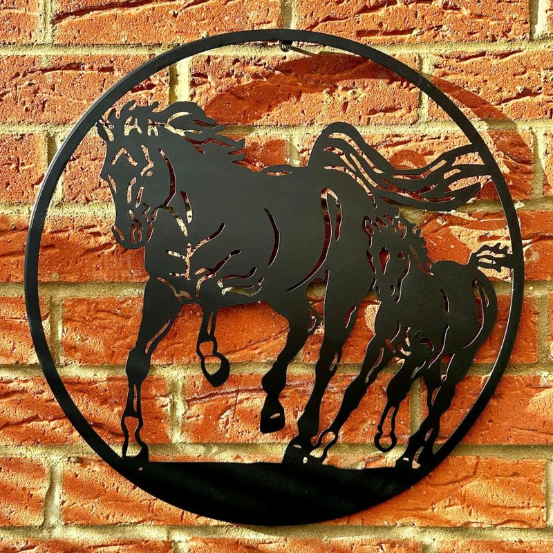 Galloping Horses Silhouette Garden Wall Art | Darthome Wall Hangings Decor Black