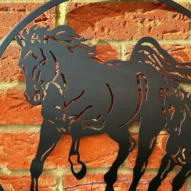 Galloping Horses Silhouette Garden Wall Art | Darthome Wall Hangings Decor Black