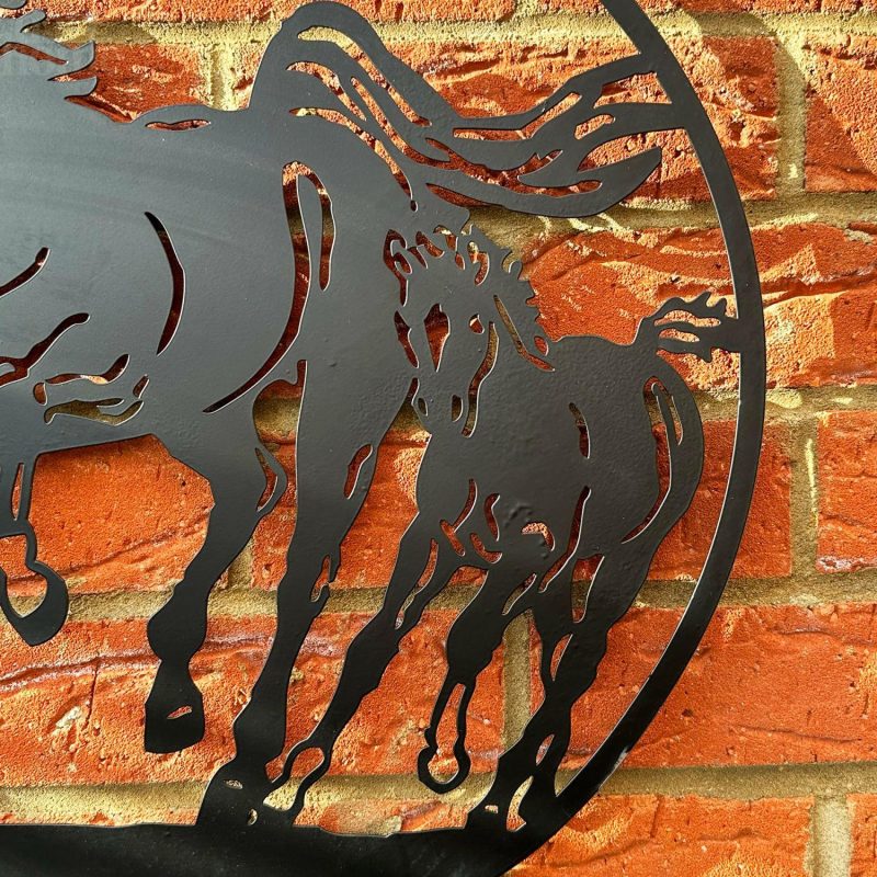 Galloping Horses Silhouette Garden Wall Art | Darthome Wall Hangings Decor Black