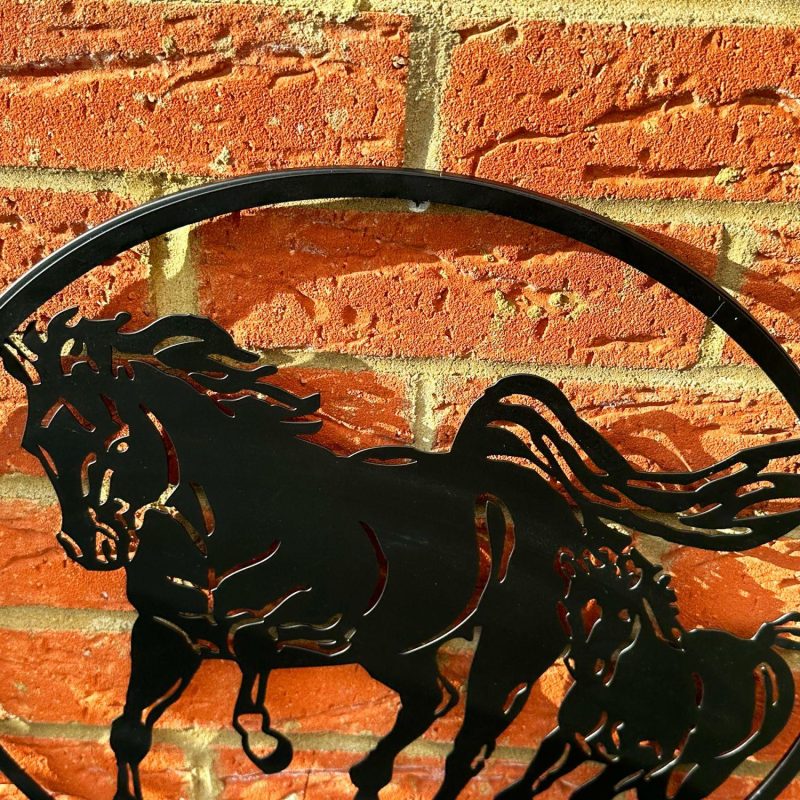 Galloping Horses Silhouette Garden Wall Art | Darthome Wall Hangings Decor Black