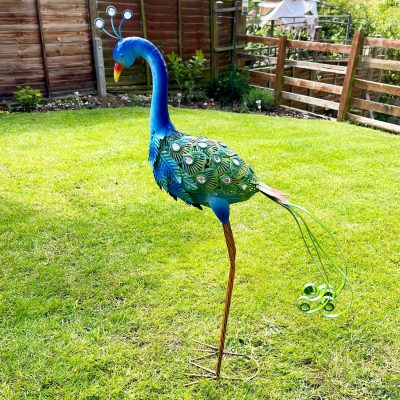 Garden Peacock Ornament Large | Darthome Garden Decor Garden Blue & Green