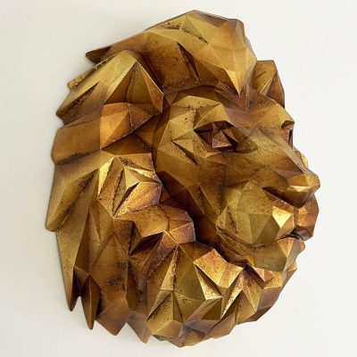 Geometric Gold Lions Wall Head | Darthome Wall Hangings Animals Darthome