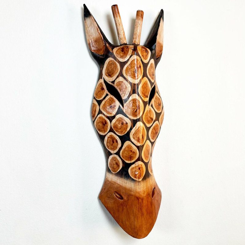 Giraffe Head Wall Mask Decoration 30cm | Darthome Wall Hangings Decor Brown