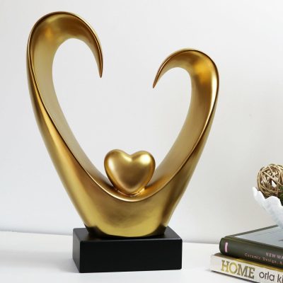 Gold Abstract Heart Sculpture | Darthome Ornaments Decor Darthome