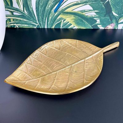 Gold Metal Leaf Decorative Plate | Darthome Accessories Accessories Accessories