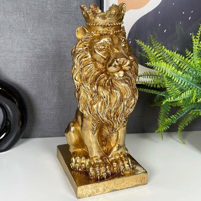 Gold Royal Lion Statue 13x26x16cm | Darthome Ornaments Animals Darthome