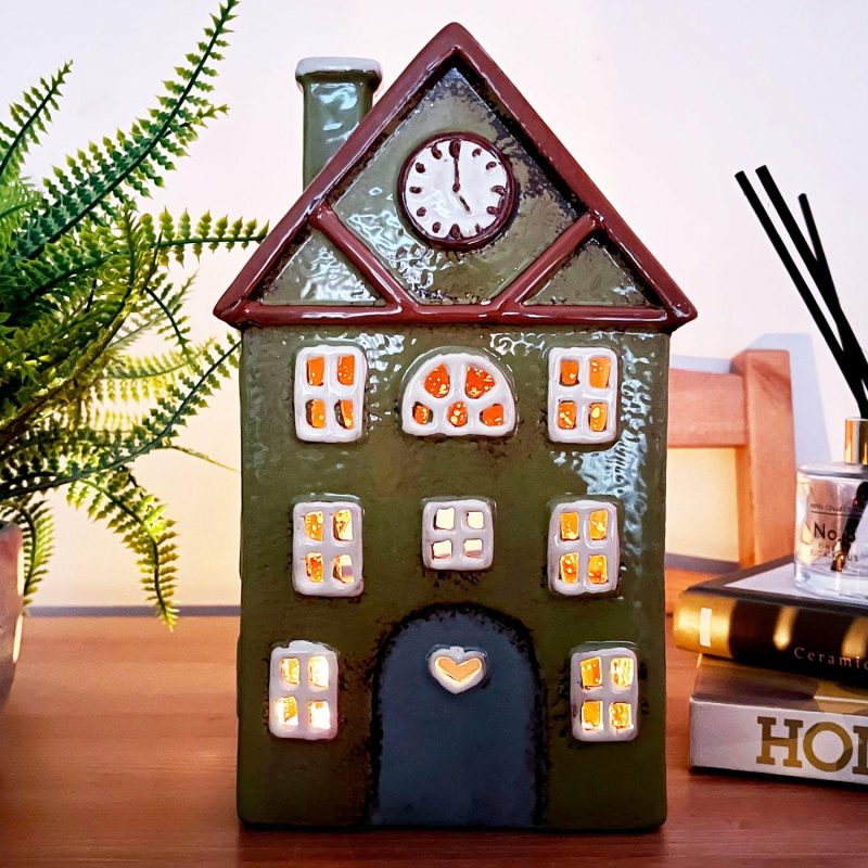 Green Clock Tower House Candle Holder | Darthome Accessories Accessories Accessories