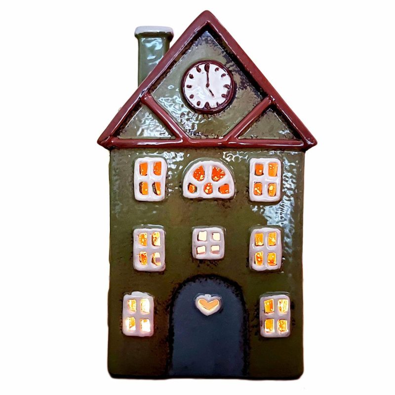 Green Clock Tower House Candle Holder | Darthome Accessories Accessories Accessories