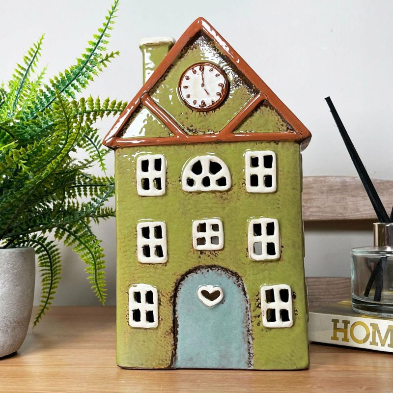 Green Clock Tower House Candle Holder | Darthome Accessories Accessories Accessories