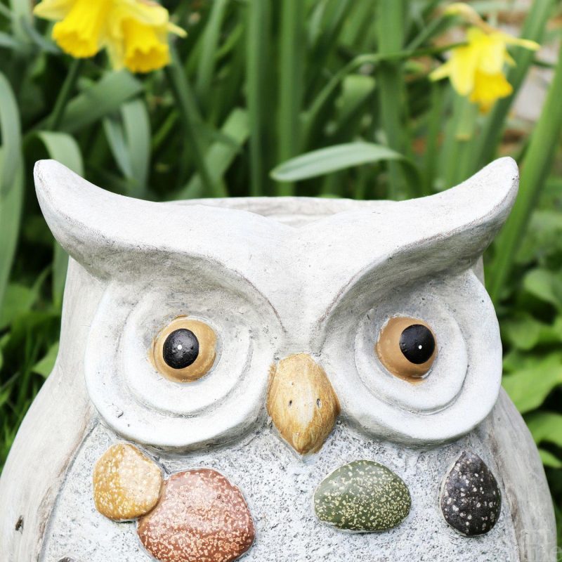 Grey Stone Effect Owl Planter | Darthome Garden Decor Garden Brown