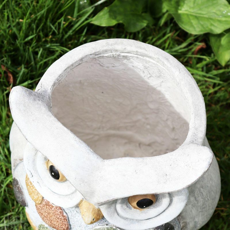 Grey Stone Effect Owl Planter | Darthome Garden Decor Garden Brown