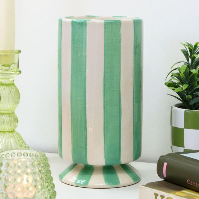 Hand Painted Green Striped Vase | Darthome Accessories Accessories Accessories