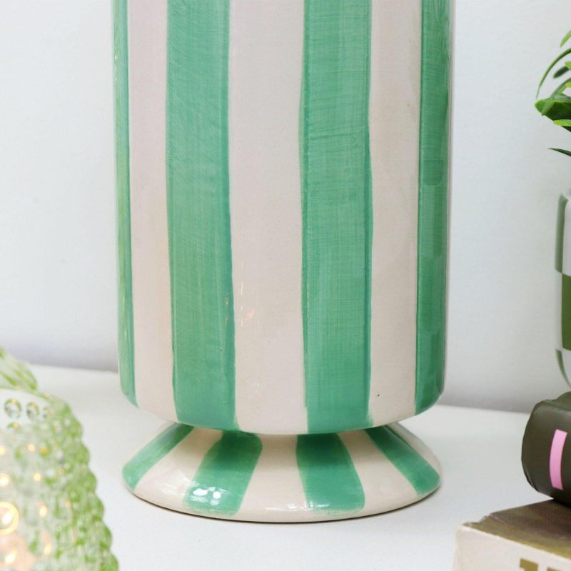 Hand Painted Green Striped Vase | Darthome Accessories Accessories Accessories