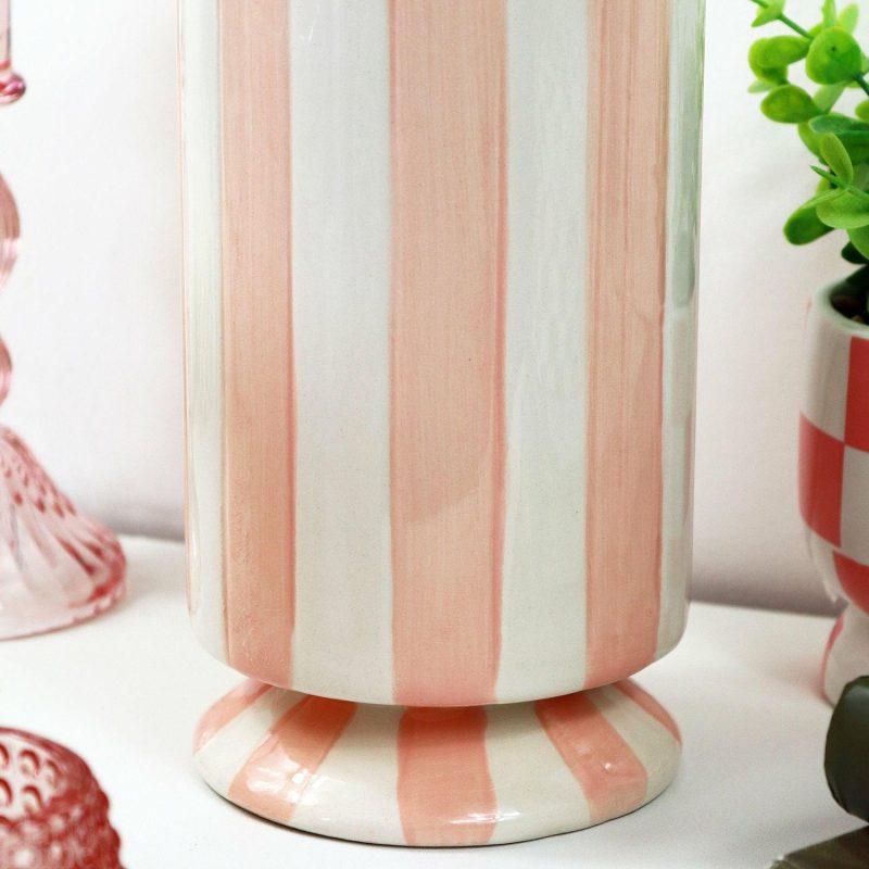 Hand Painted Pink Striped Vase | Darthome Accessories Accessories Accessories