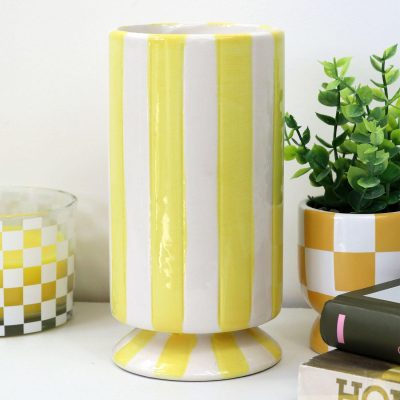 Hand Painted Yellow Striped Vase | Darthome Accessories Accessories Accessories