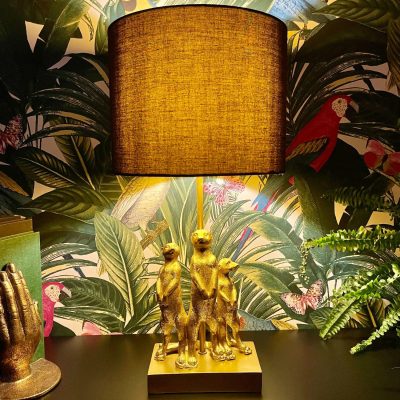 Large Gold Standing Meerkat Mob Table Lamp | Darthome Lighting Bedside Lamps Darthome