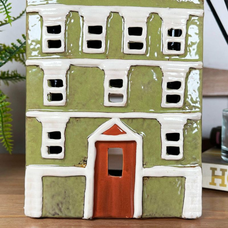 Large Green Town House Candle Holder | Darthome Accessories Accessories Accessories